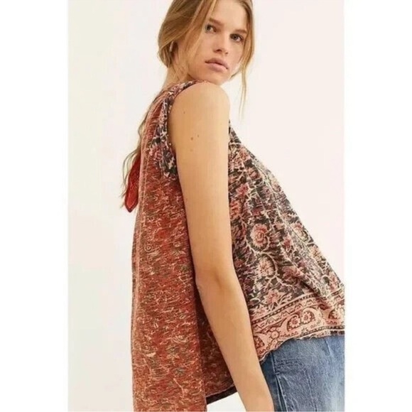 Free People High Tide Dual Print High/Low Top - Picture 1 of 13